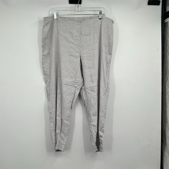 J. Jill Linen Stretch Cropped Pants XL Gray Lagenlook Boho Festival Relaxed - Picture 1 of 11
